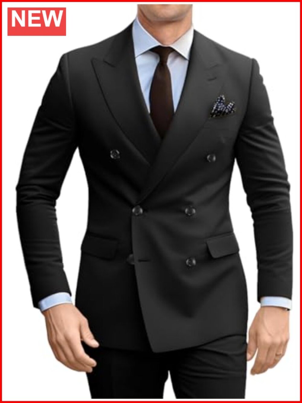 Men's Double Breasted Slim Fit 2-Piece Suit Set Blazer & Pants Formal Prom